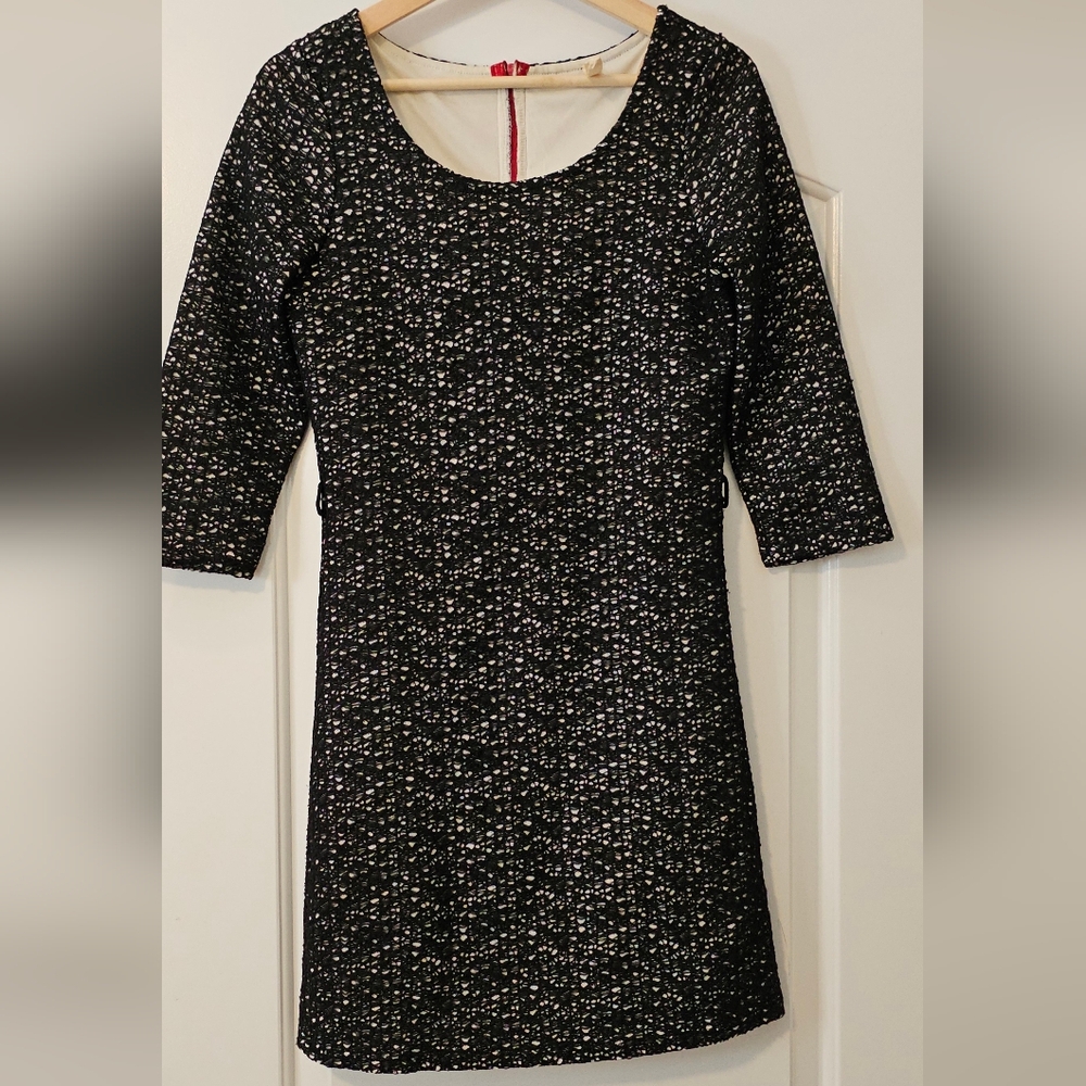 Mind Code Black and White Mini Patterned Dress